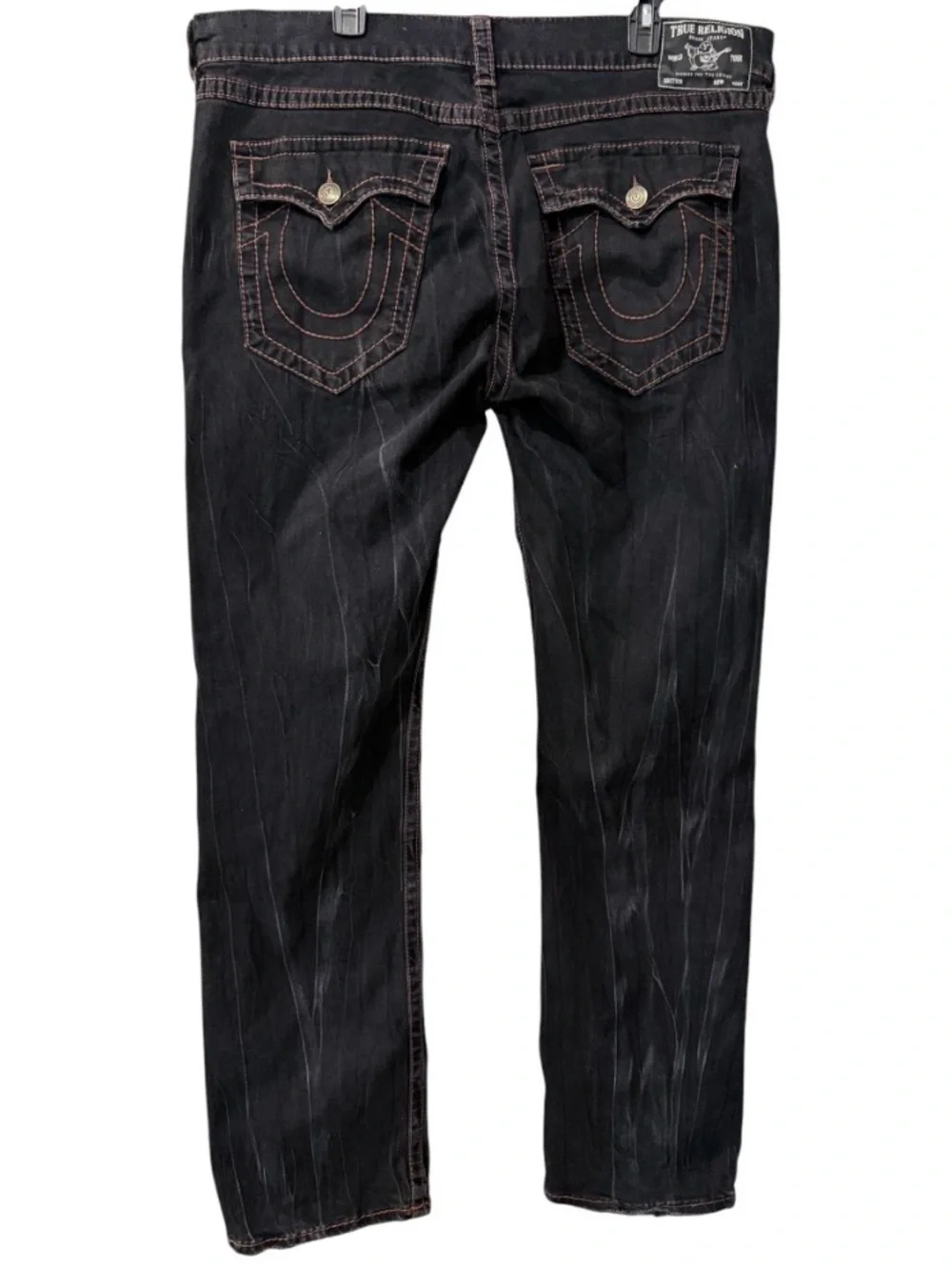 True Religion Ricky Super men’s T-straight leg relaxed fit black dark wash jeans